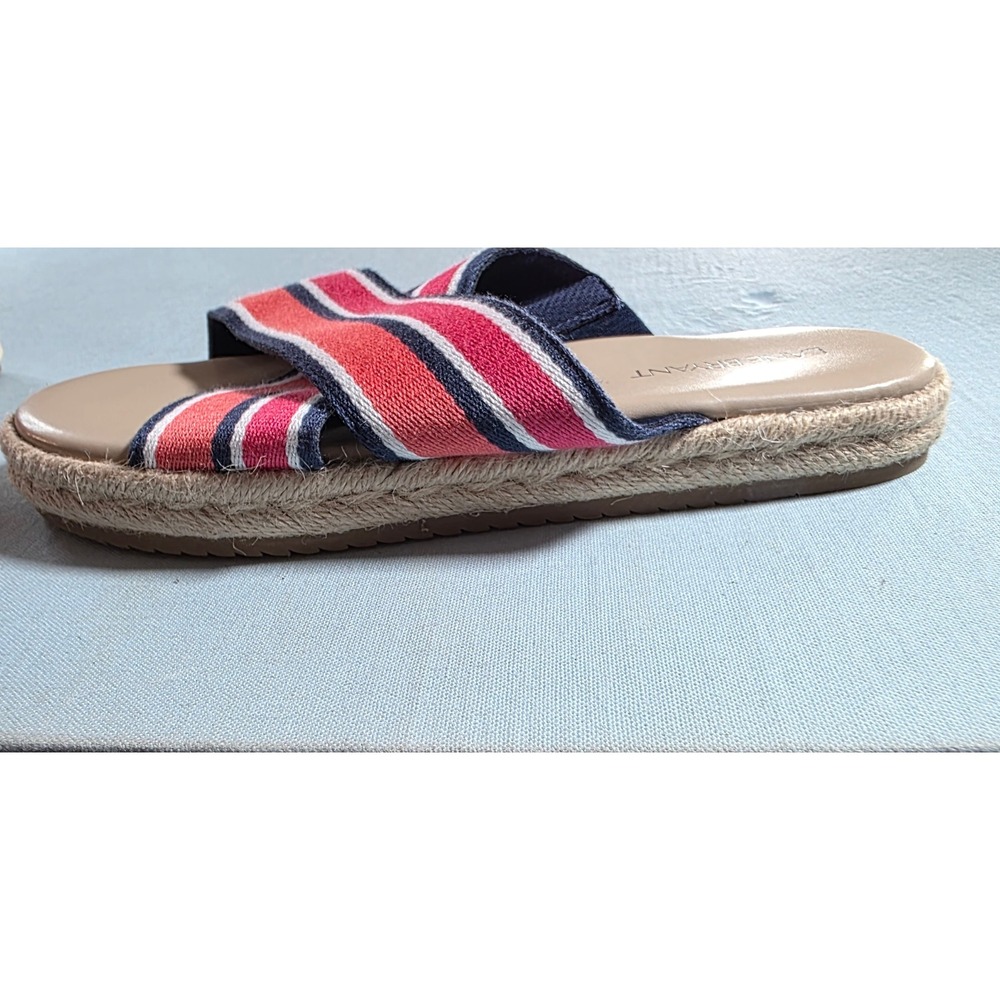 Lane Bryant Red White Blue Striped Espadrille Slide Sandals 8W 601251096